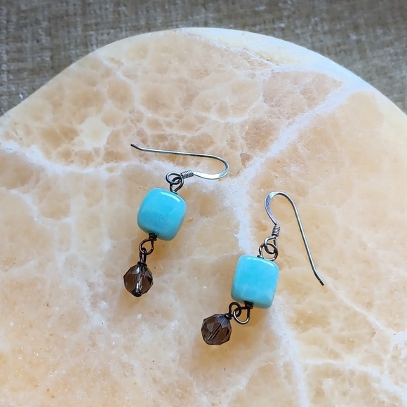 Silver Tone Beaded Drop Hook Earrings - Picture 2 of 5